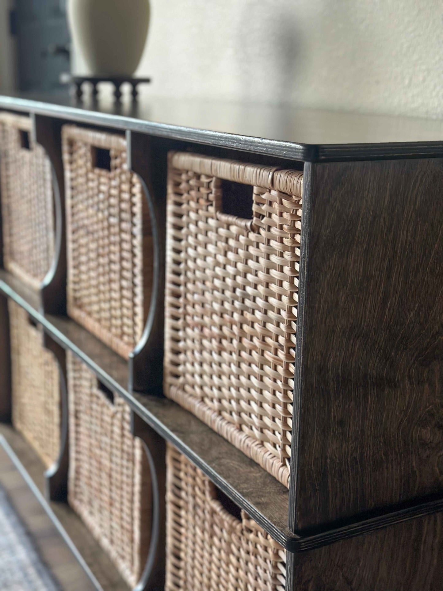 Entryway Credenza in Dark Brown (6 Compartments)