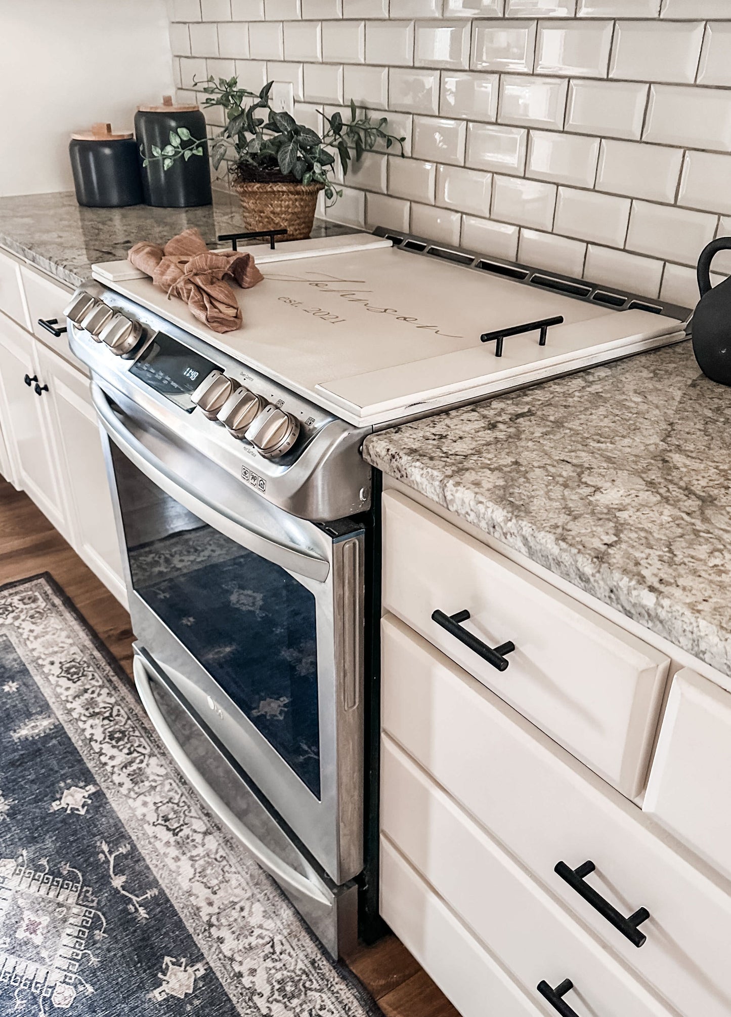 Ivory Distressed Personalized Last Name and Established Date