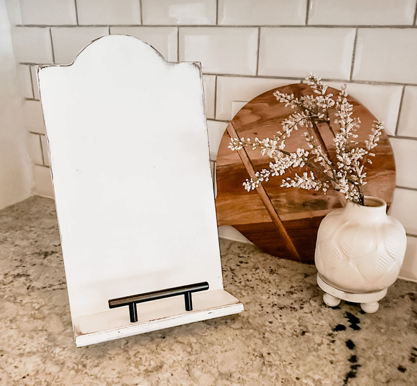 Farmhouse Cookbook Holder, Ivory Distressed