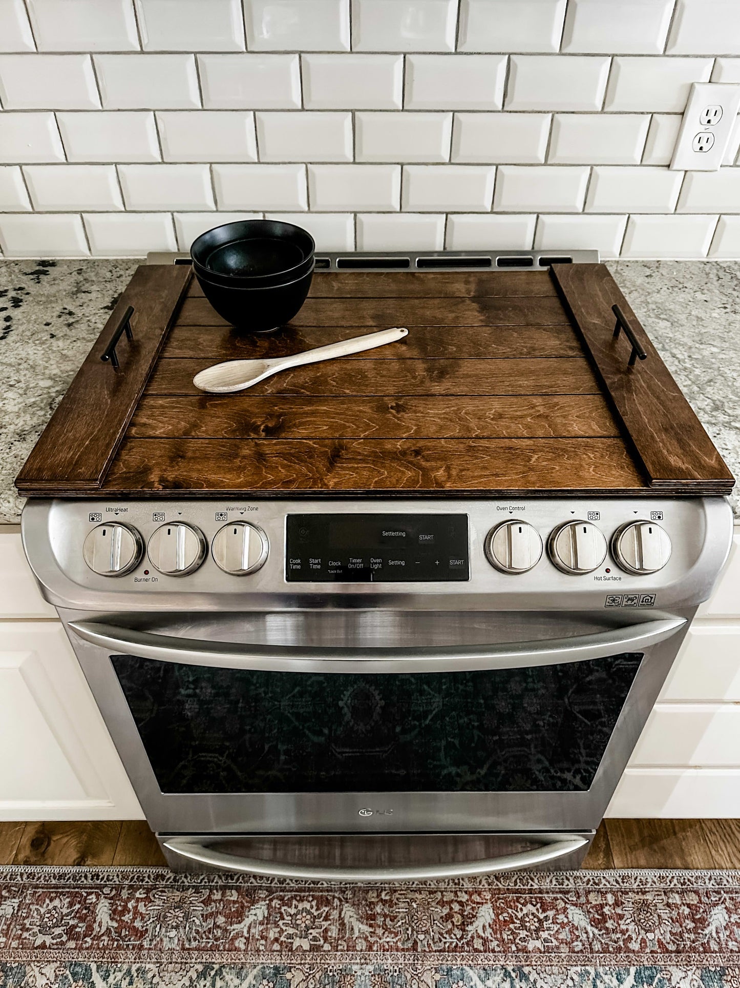 Slatted Warm Brown Stove Cover