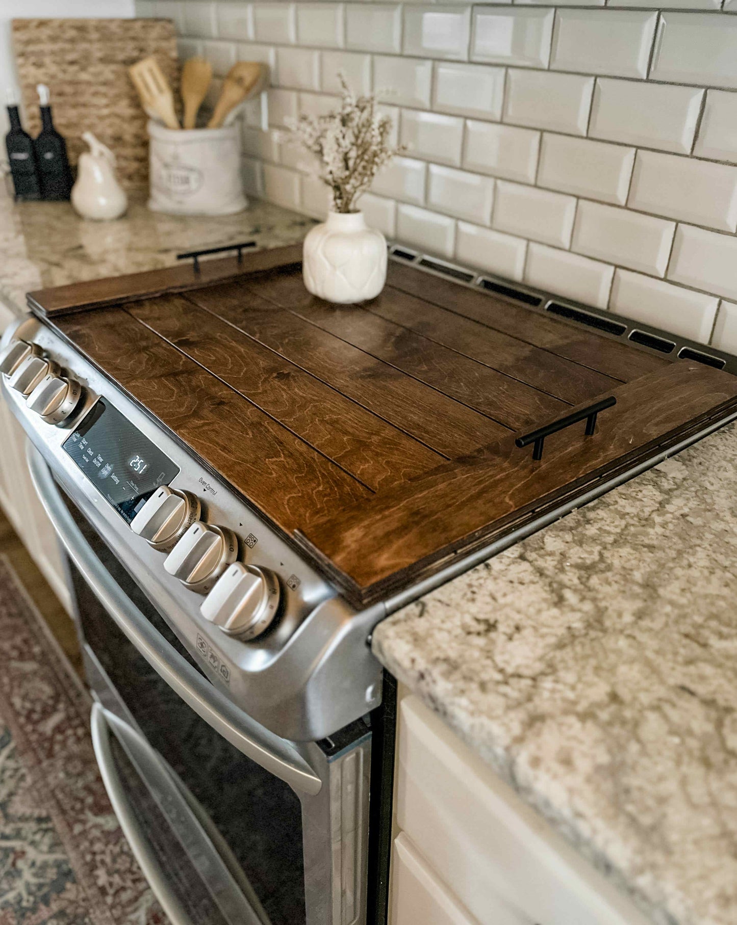Slatted Warm Brown Stove Cover