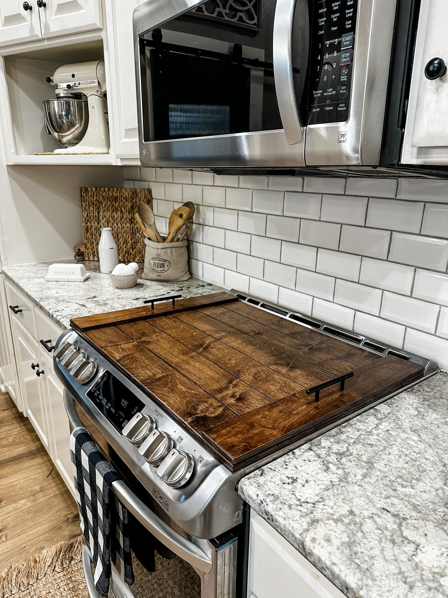 Slatted Warm Brown Stove Cover