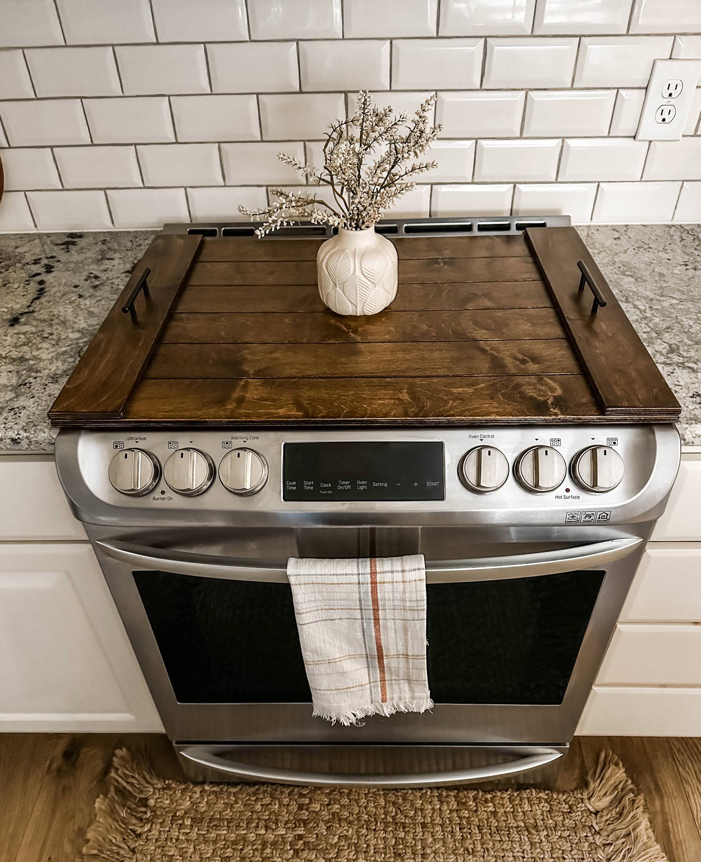 Slatted Warm Brown Stove Cover