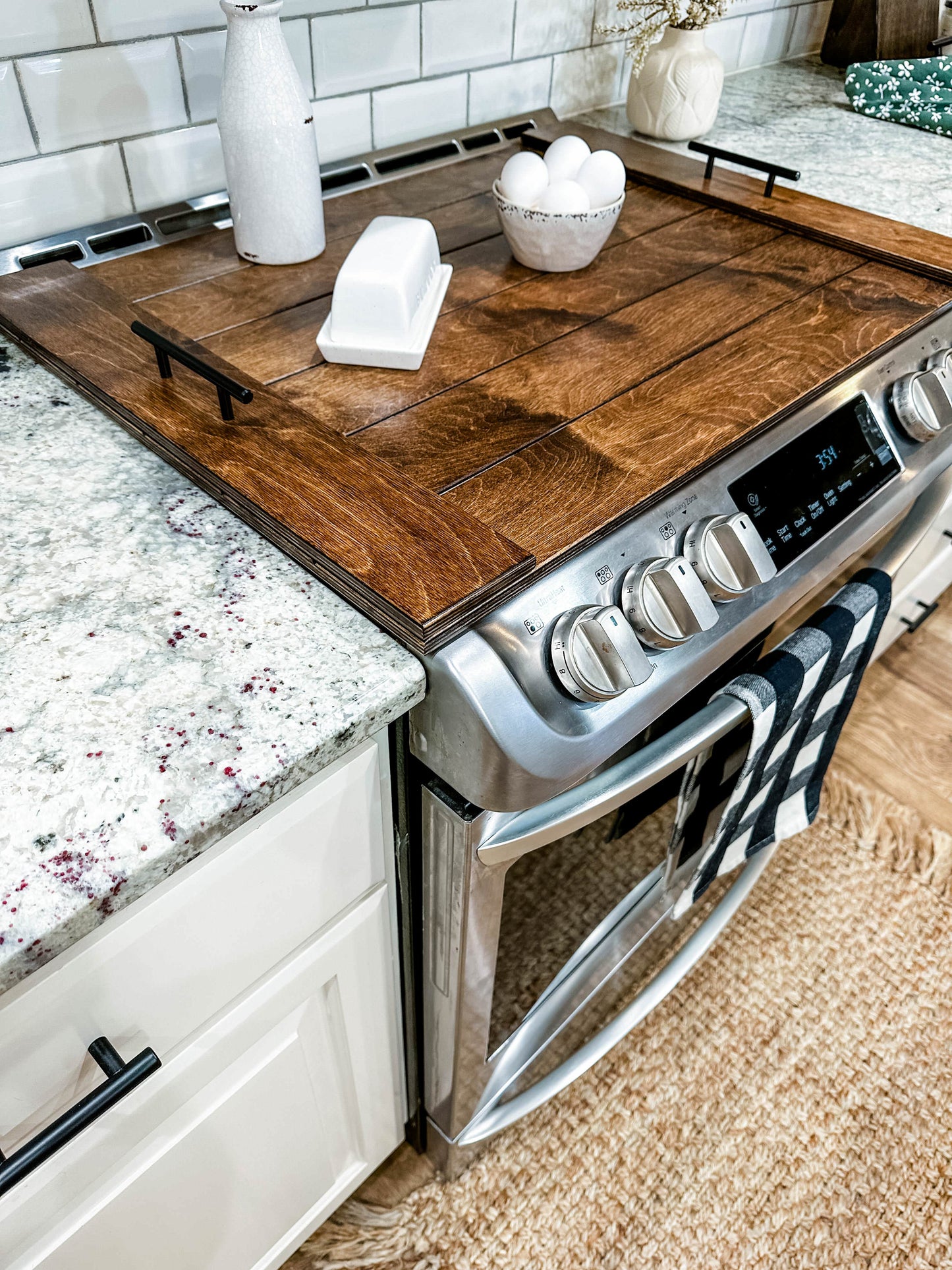 Slatted Warm Brown Stove Cover