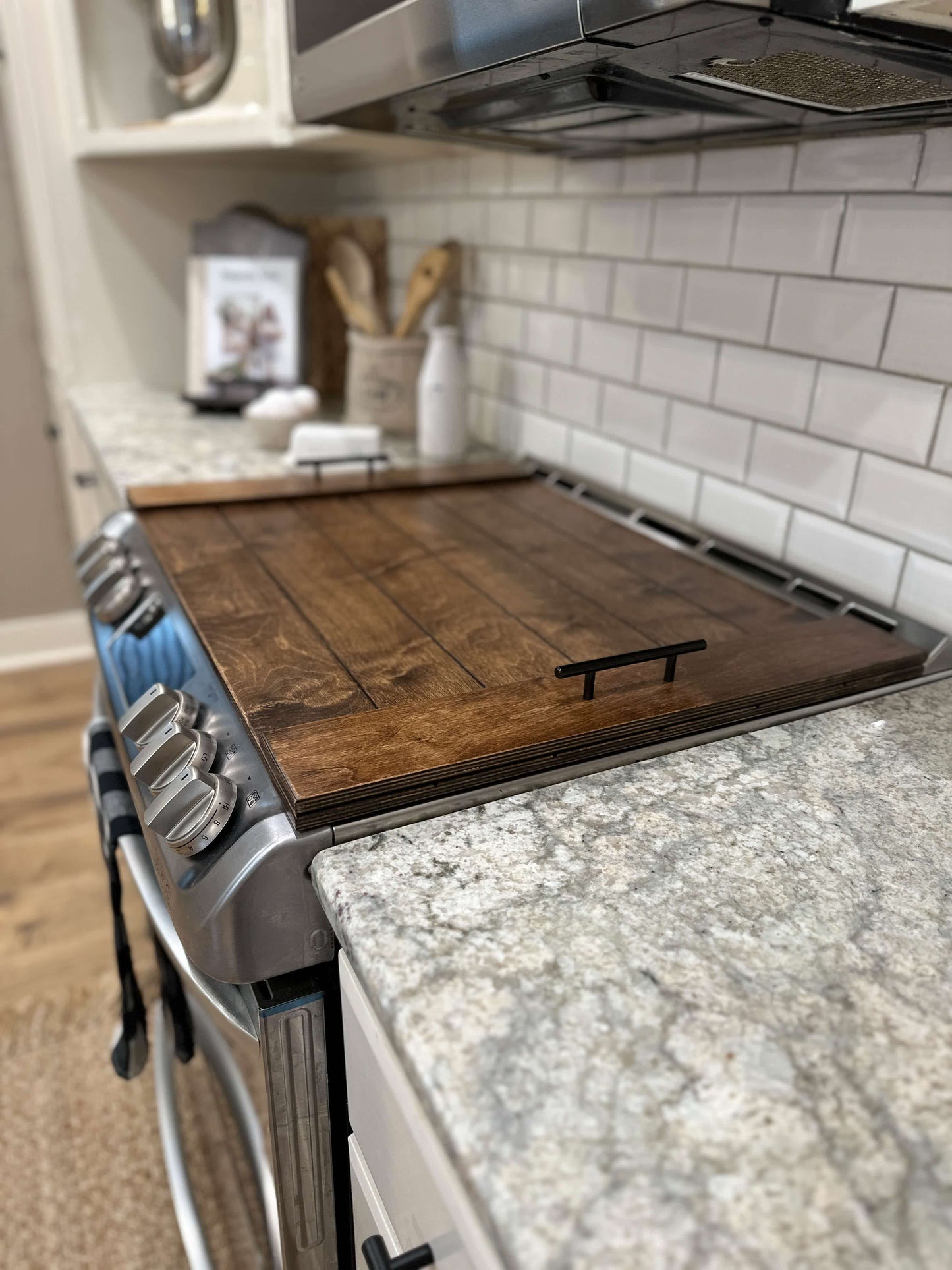 Slatted Warm Brown Stove Cover