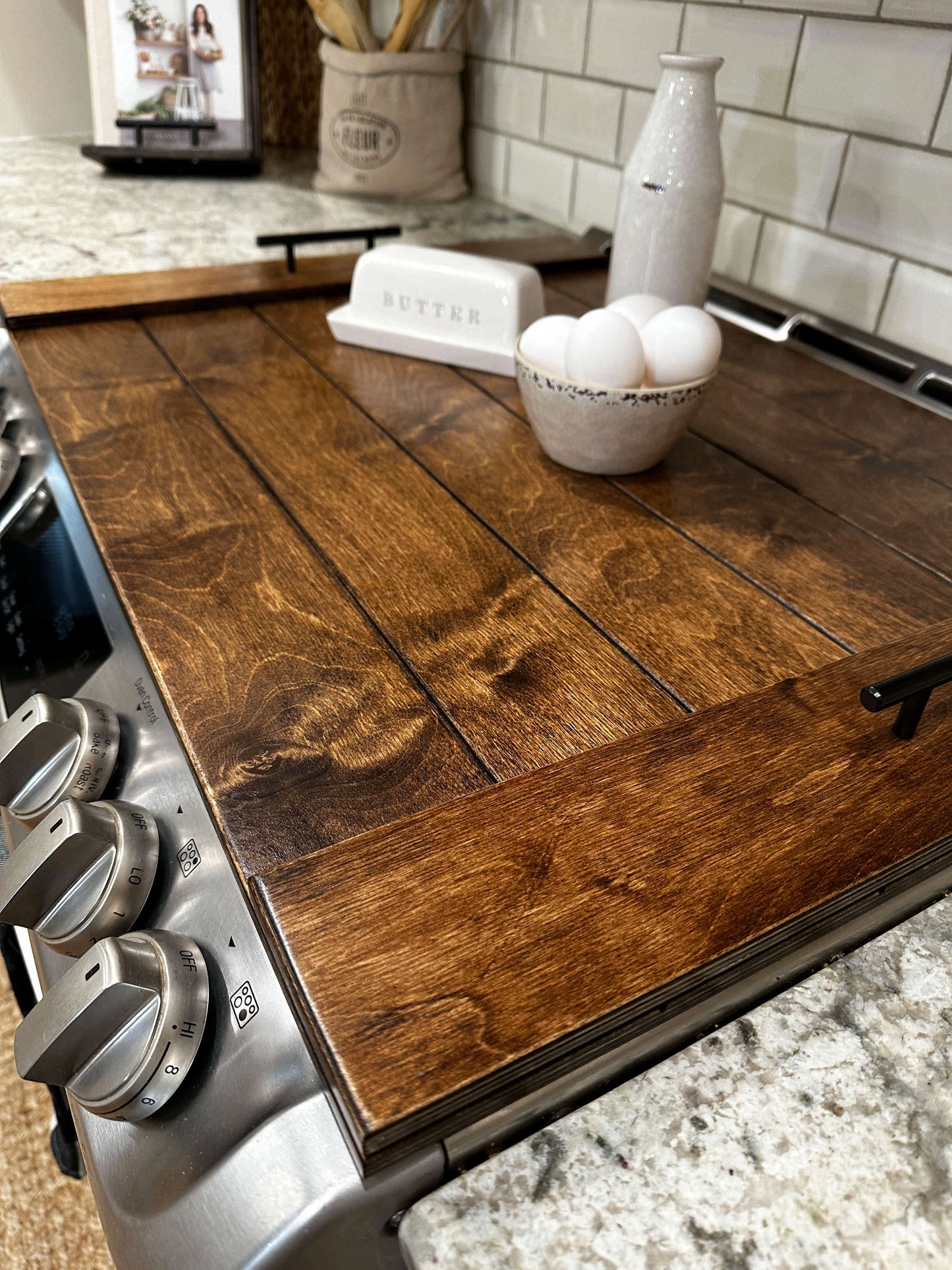Slatted Warm Brown Stove Cover