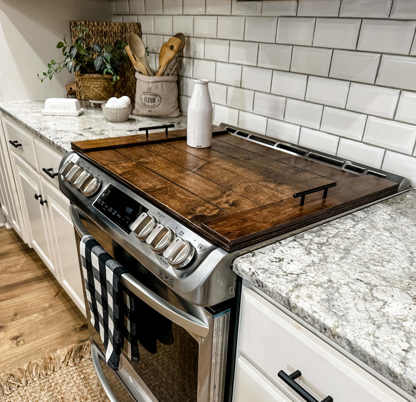 Slatted Warm Brown Stove Cover