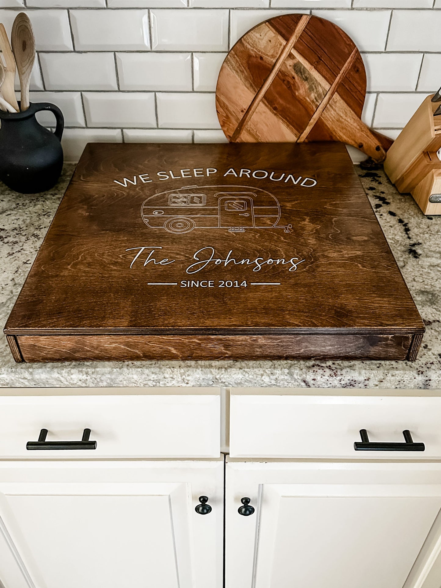 Engraved RV Stove Cover for Small Stovetops