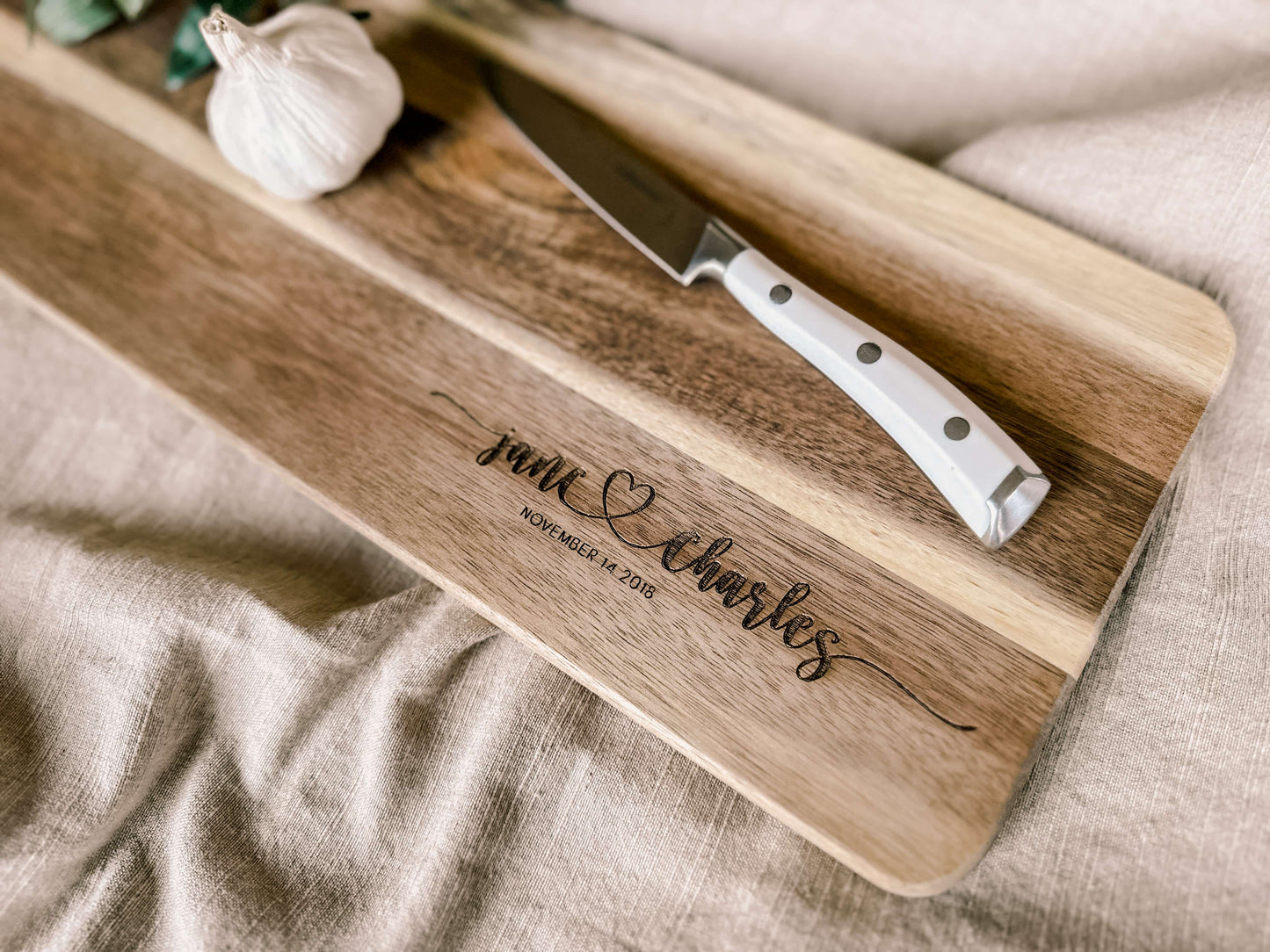 Engraved Marriage/Anniversary Cutting Board with Handle