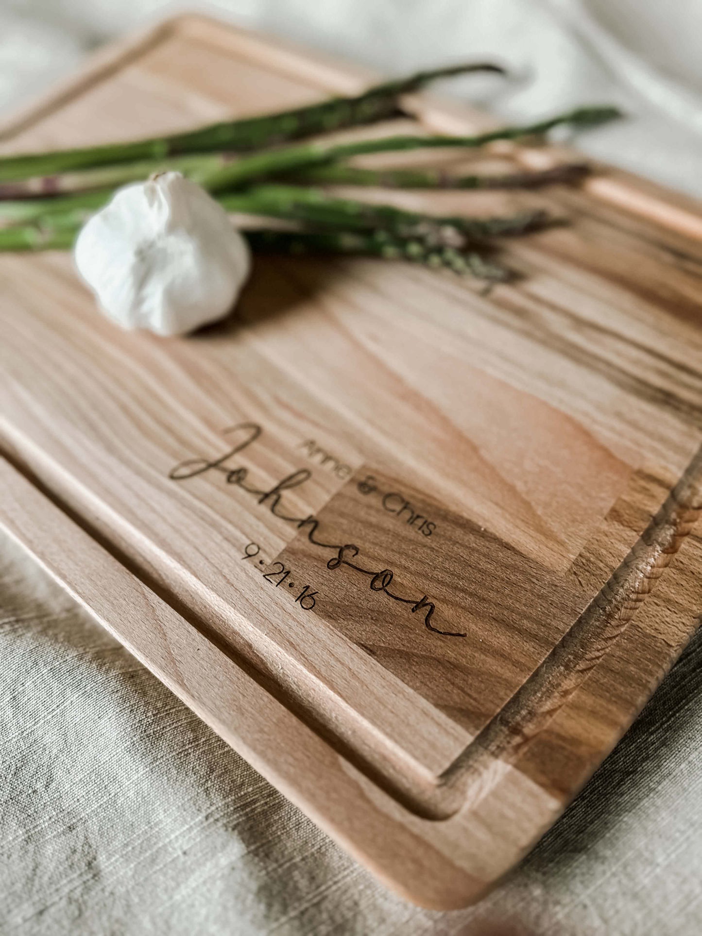 Engraved Family Name Cutting Board with Juice Groove