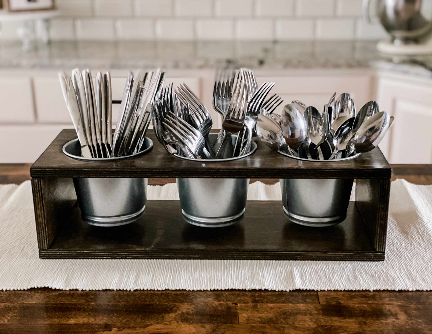 Utensil Stand Centerpiece in Dark Brown