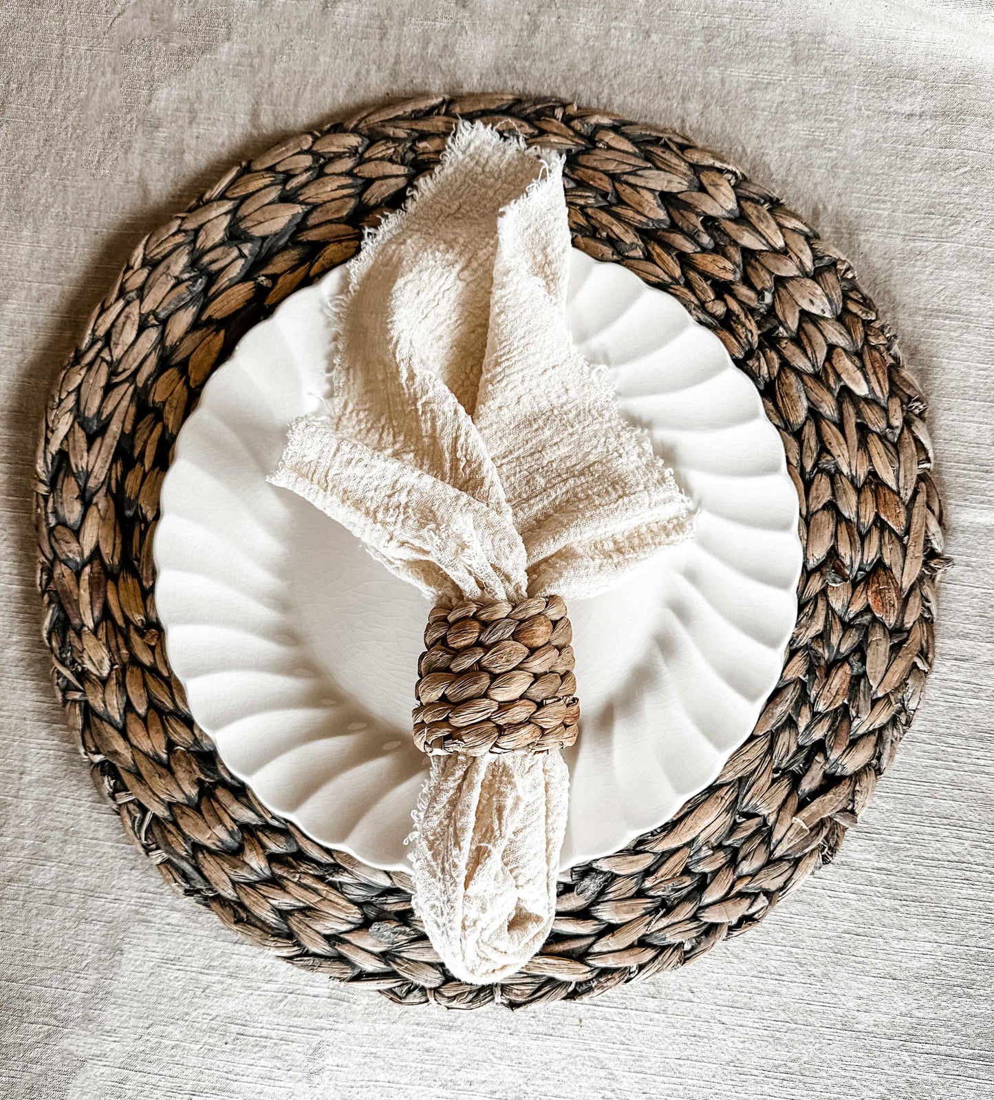 Water Hyacinth Braided Napkin Rings