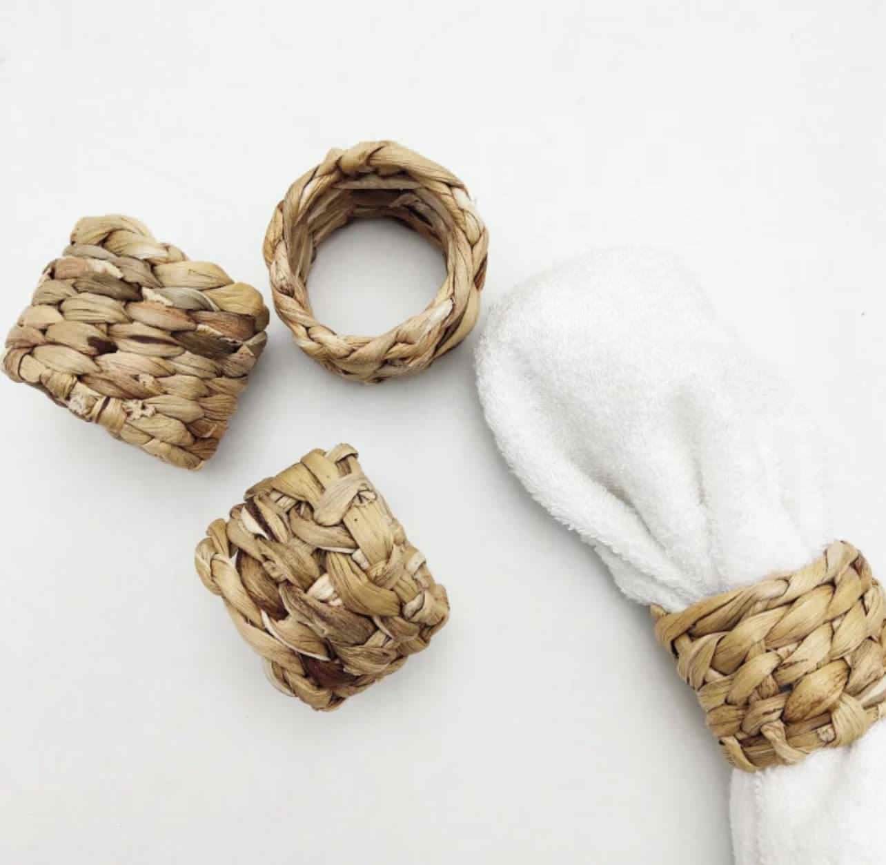 Water Hyacinth Braided Napkin Rings