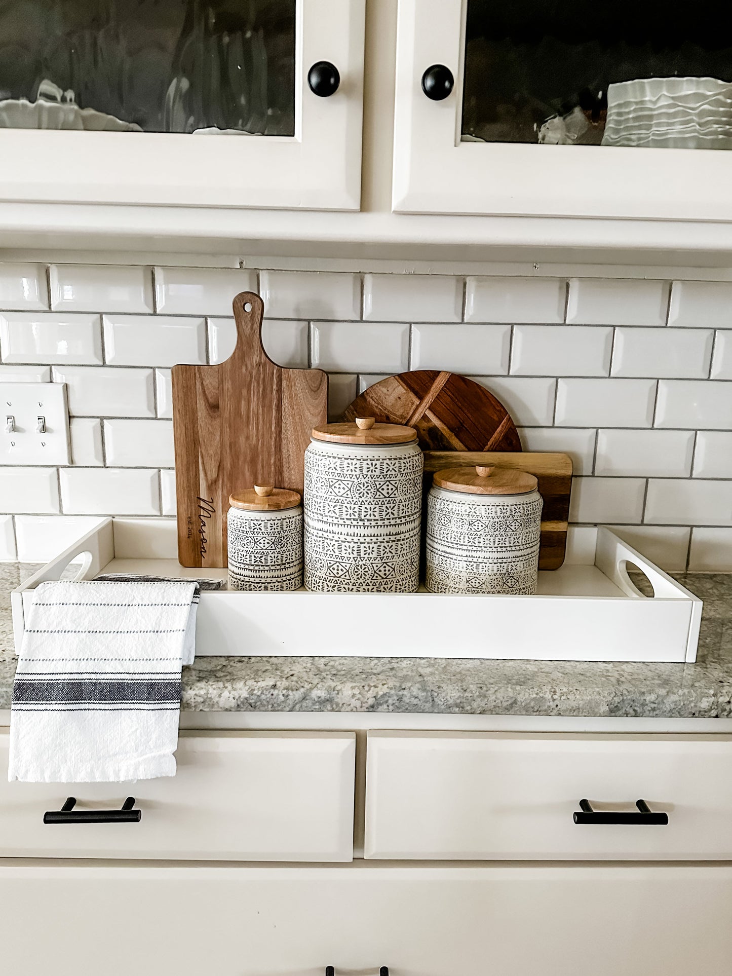Kitchen Towel Set, White + Charcoal