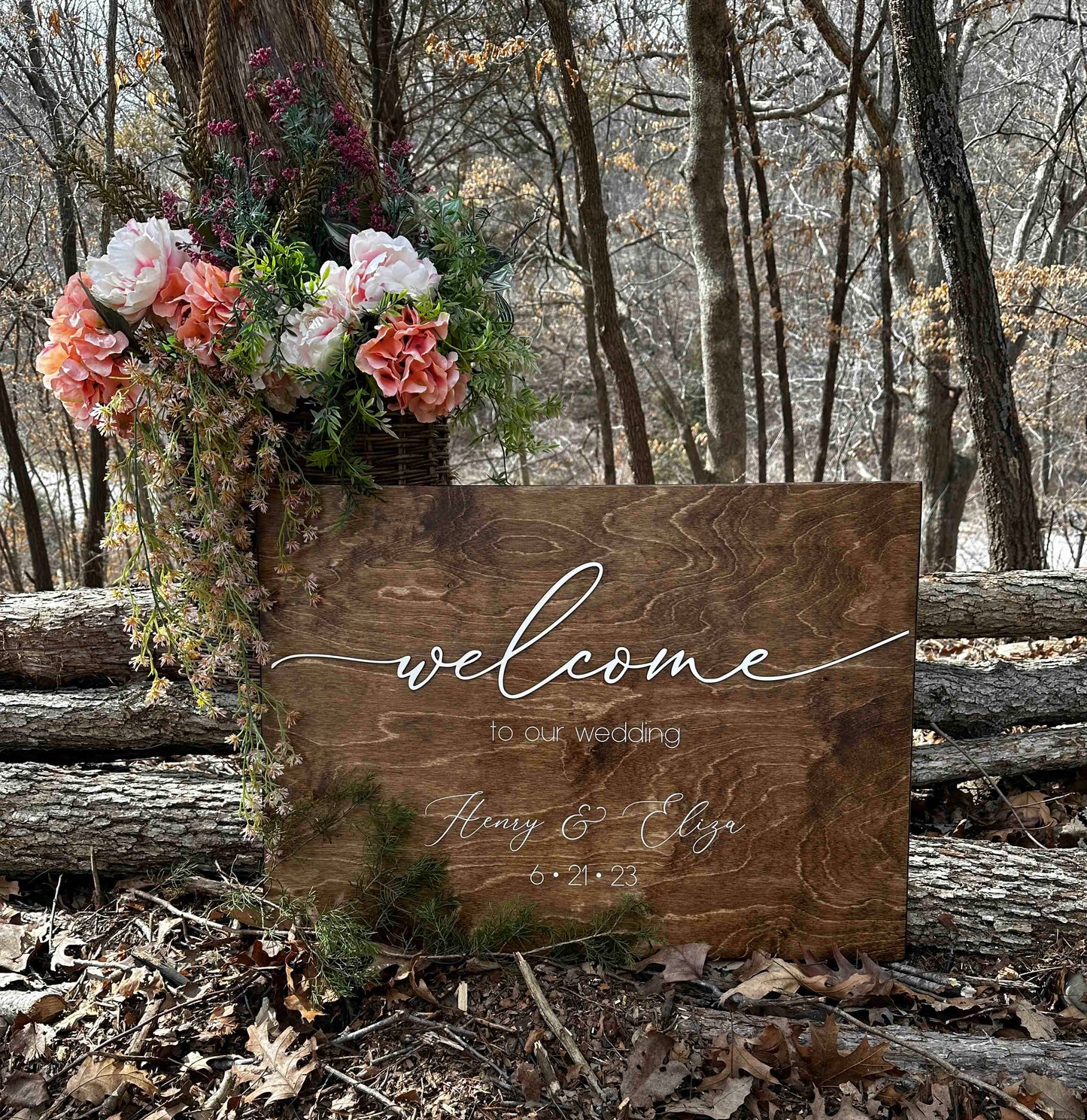 Engraved Wedding Welcome Sign, "Eliza"