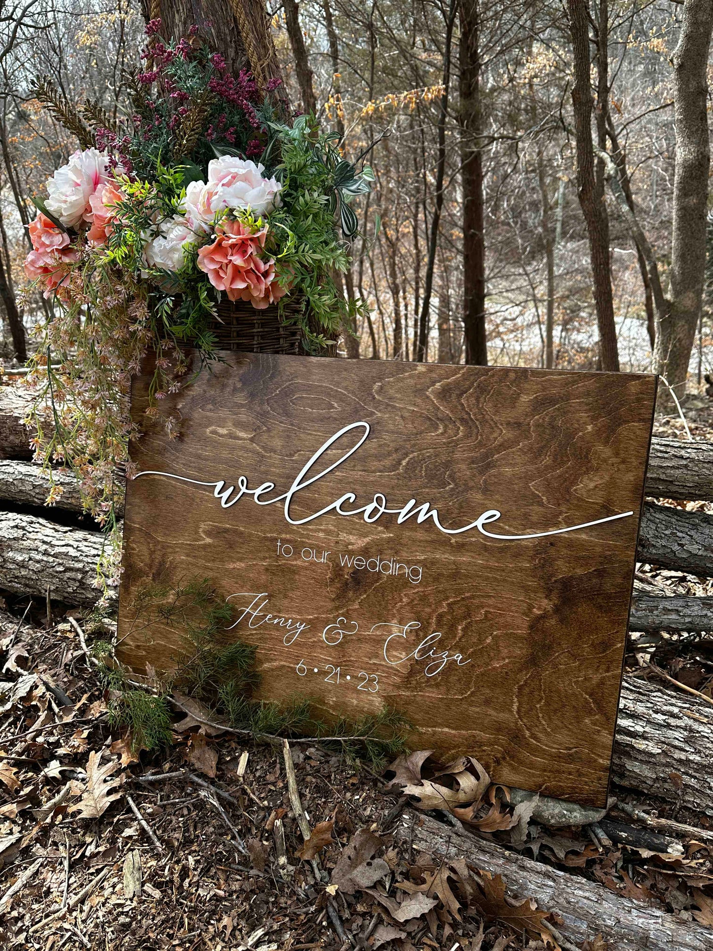 Engraved Wedding Welcome Sign, "Eliza"