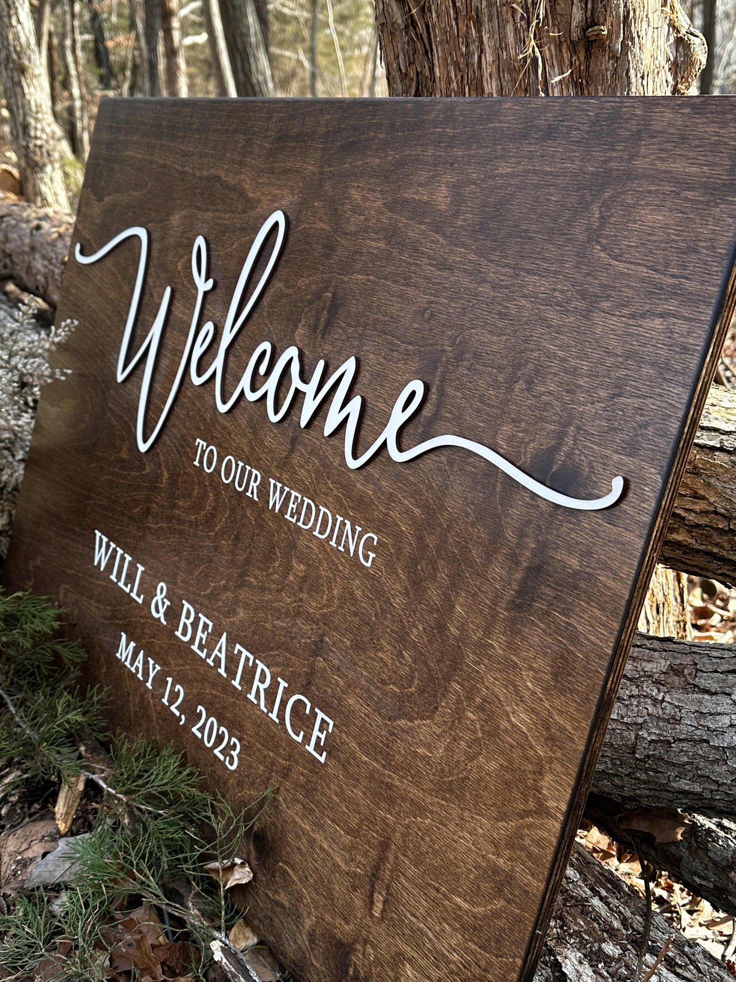 Engraved Wedding Welcome Sign, "Beatrice"