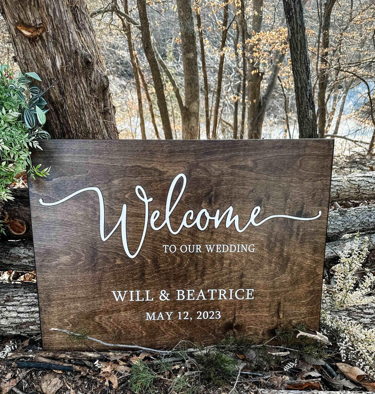 Engraved Wedding Welcome Sign, "Beatrice"