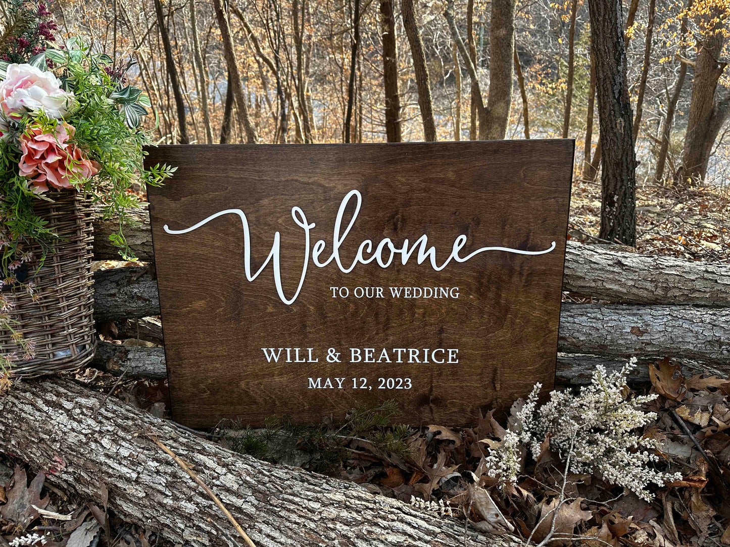 Engraved Wedding Welcome Sign, "Beatrice"