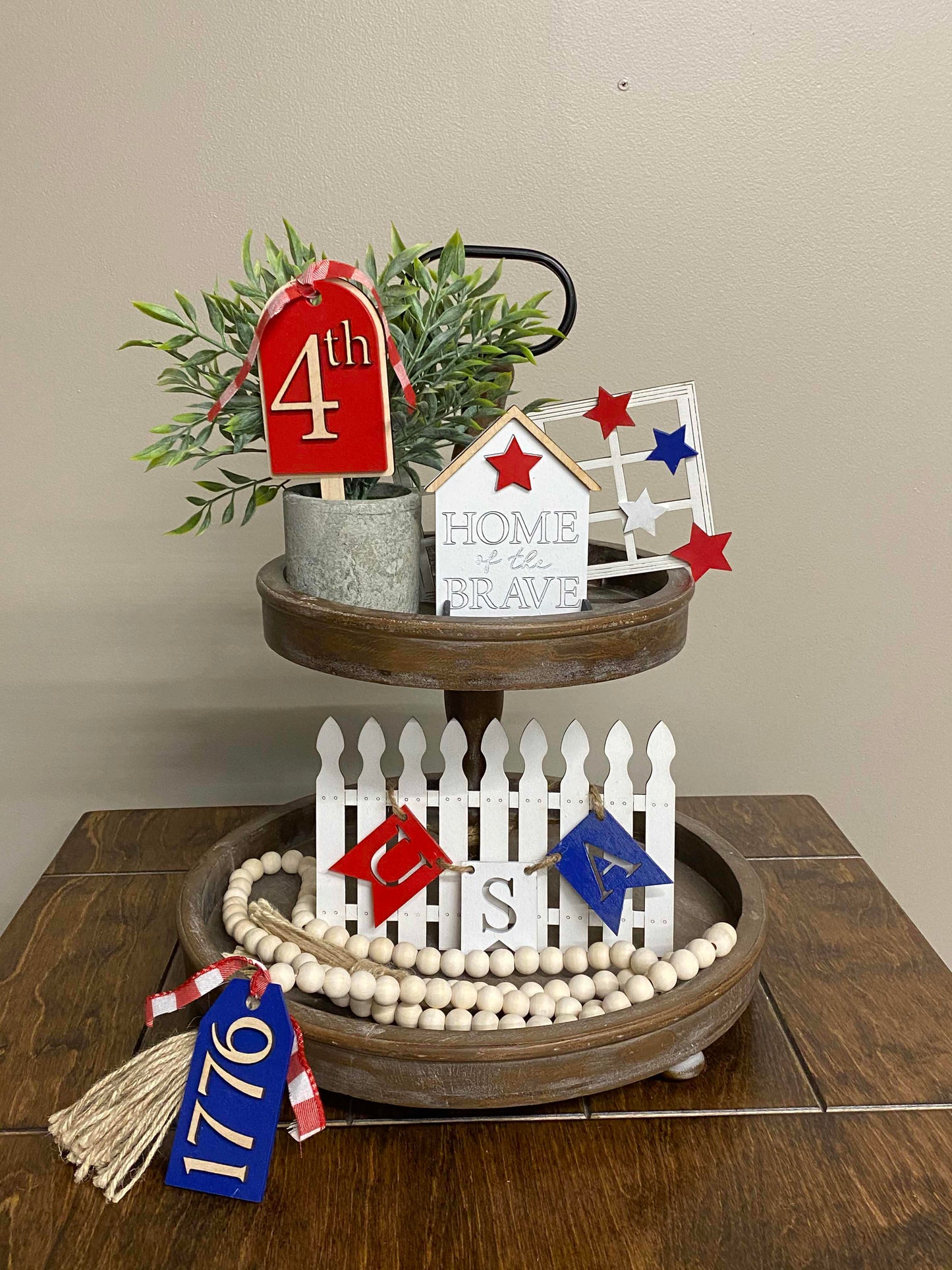Rustic Style Tiered Tray