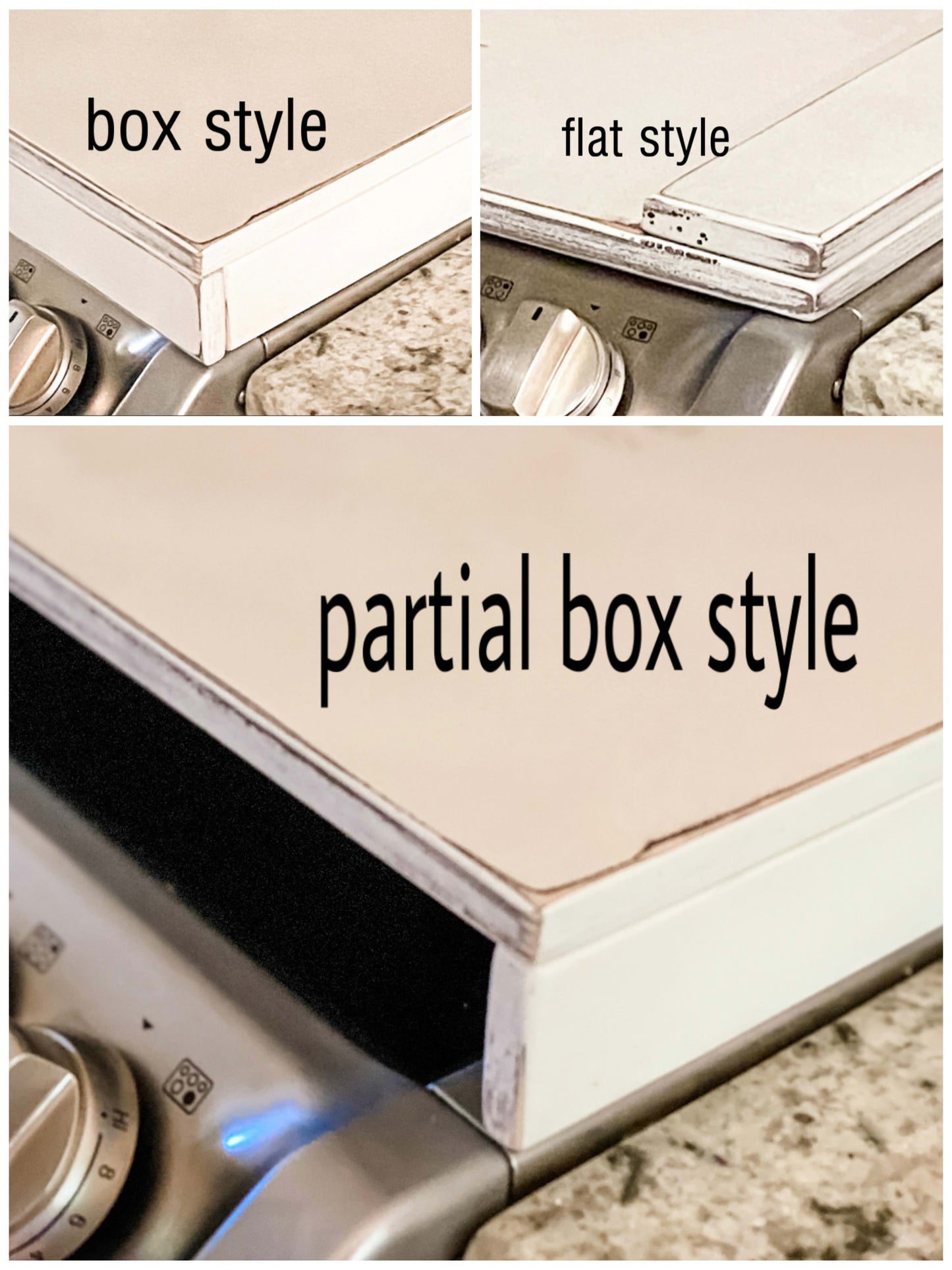 Personalized Initial Stove Cover + Floral Accent, Ivory Distressed "Brillion"