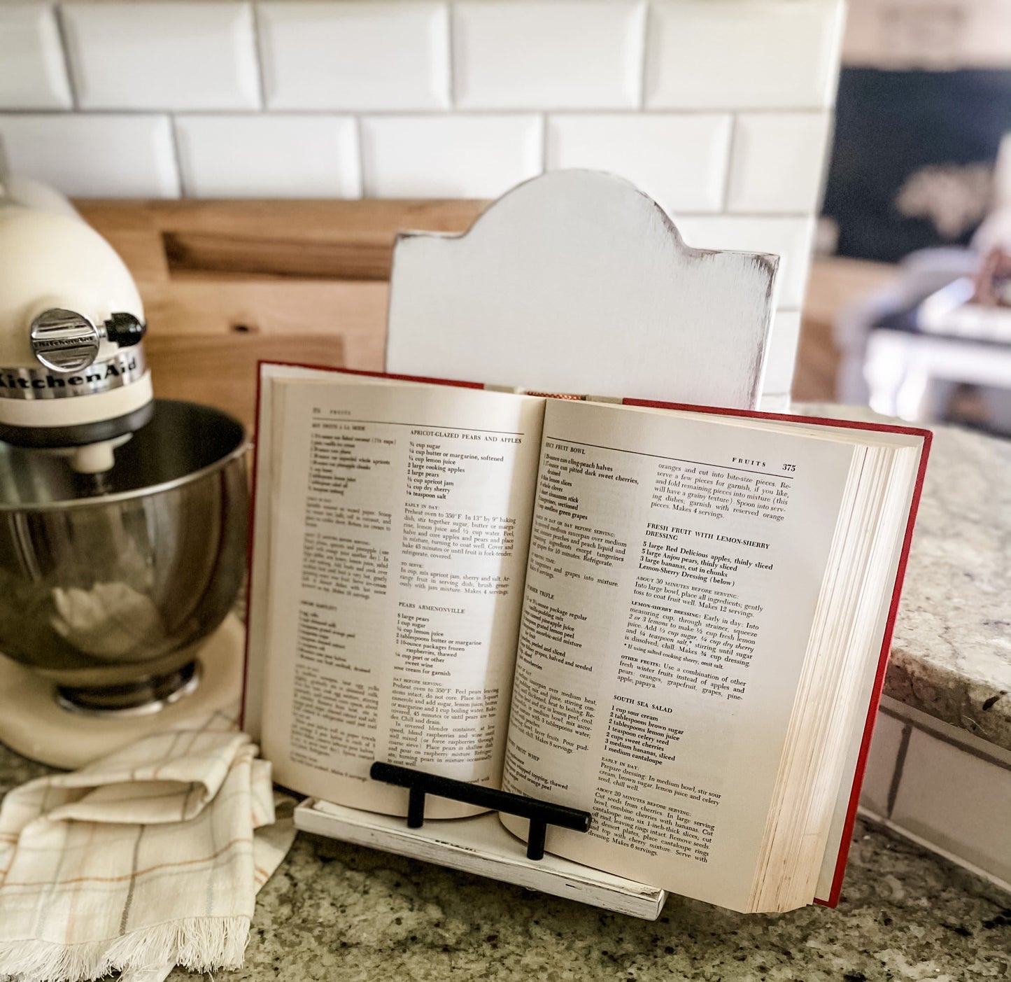 Farmhouse Cookbook Holder, Ivory Distressed