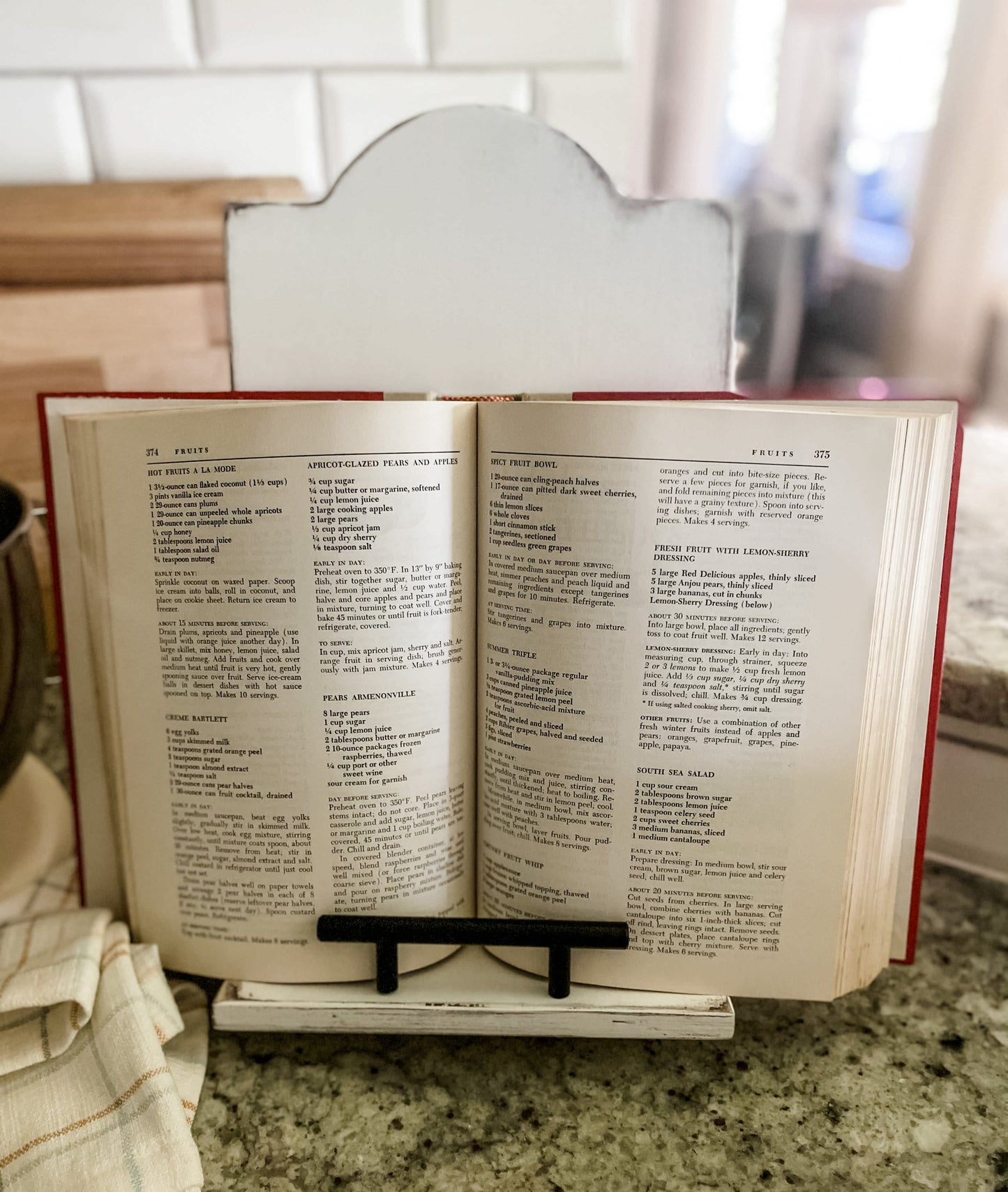 Farmhouse Cookbook Holder, Ivory Distressed