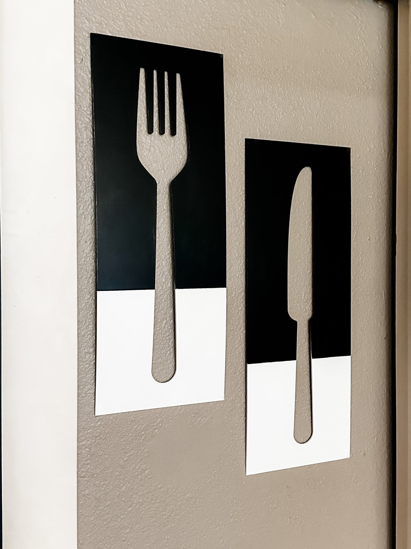 Fork, Knife, & Spoon Wall Hanging, Black + White