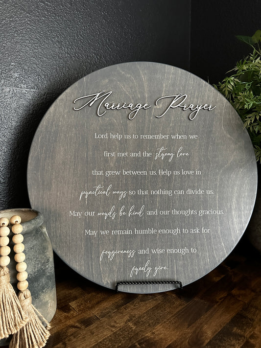 Marriage Prayer Sign in Heather Gray