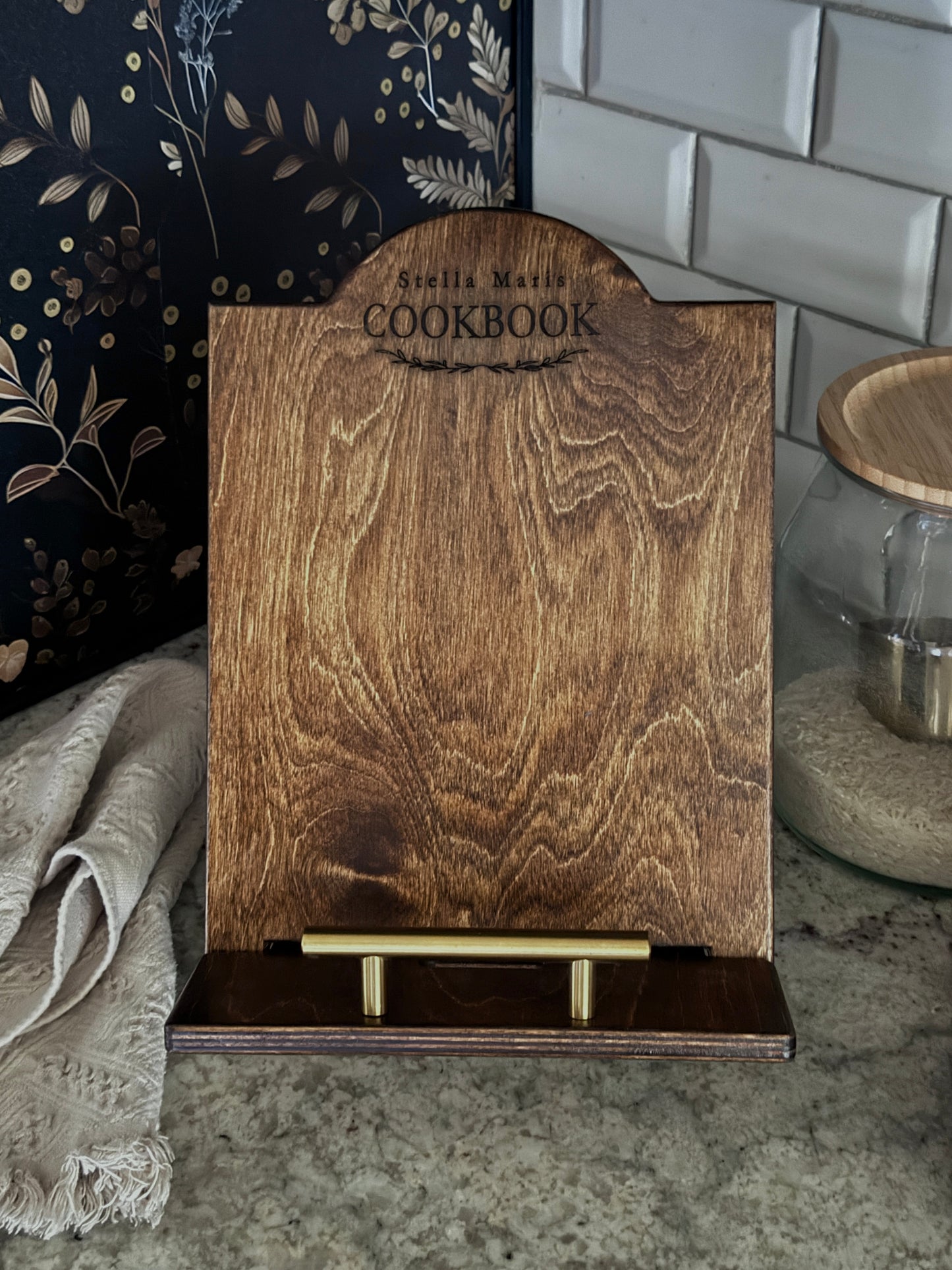 Personalized Initial and Name Cookbook Stand - Stella