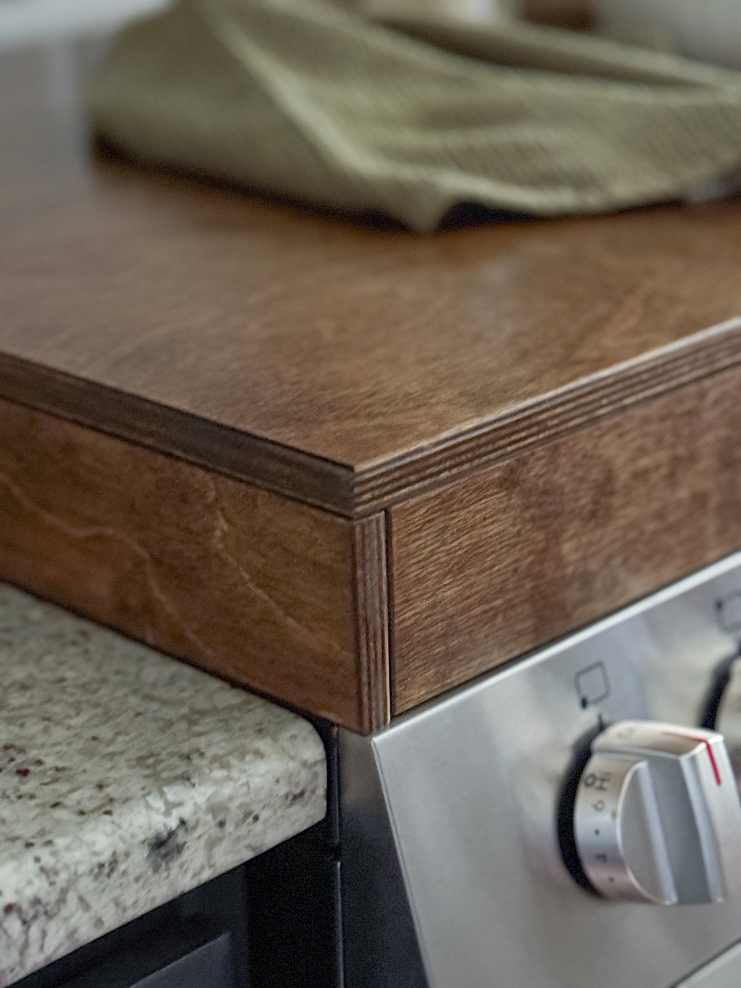 Personalized Monogram Stove Cover, Warm brown + Dark Script "Elizabeth"