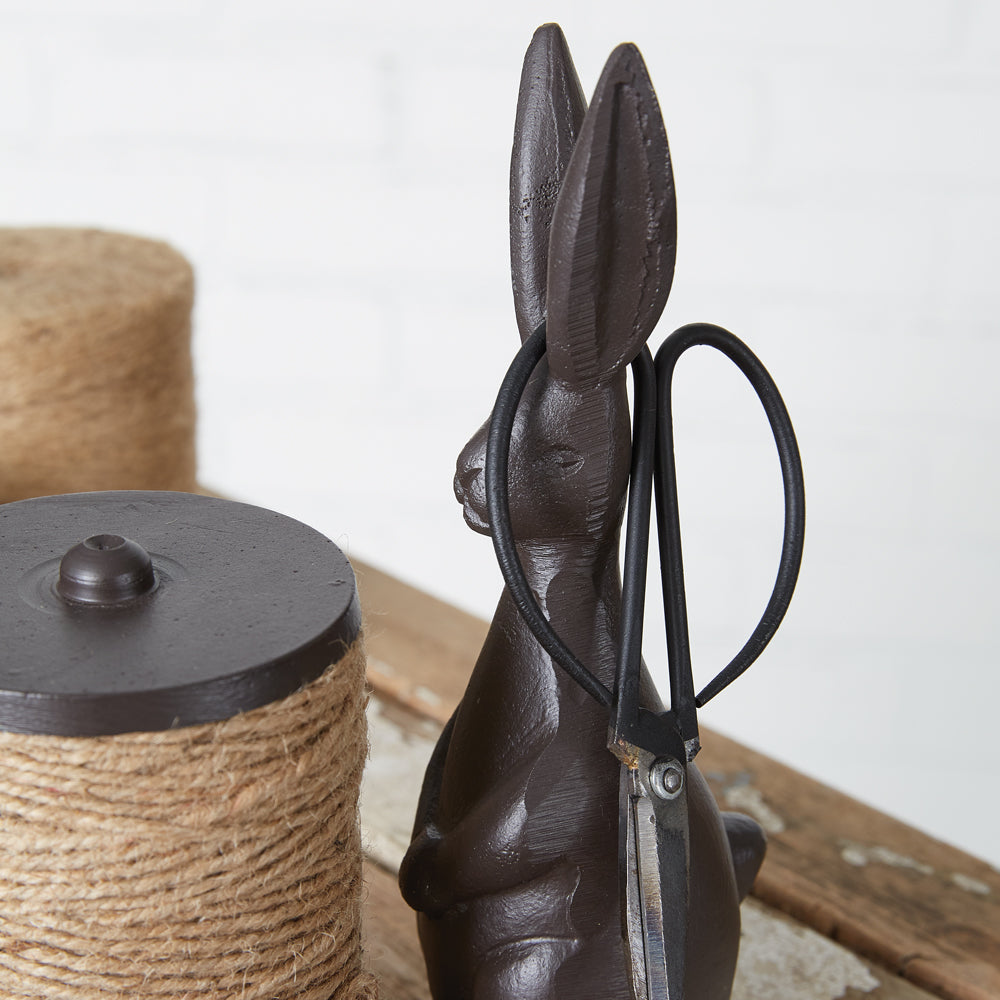 Bunny spool twine holder with scissors