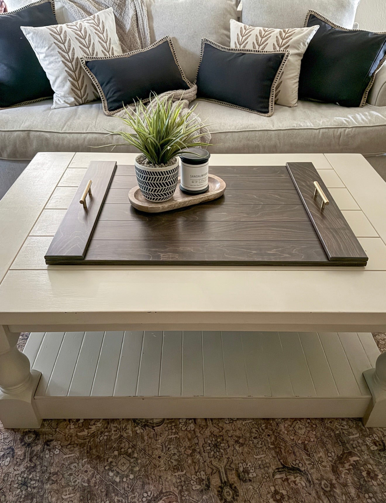 Slatted Ottoman Tray, Dark Brown