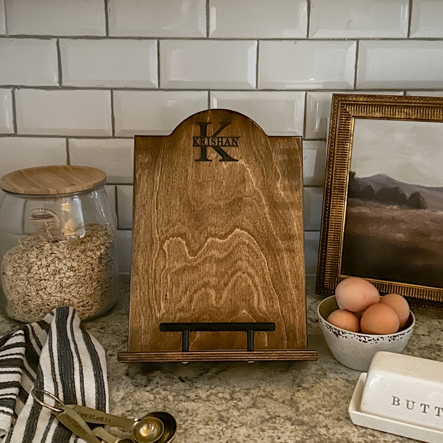 Personalized Initial and Name Cookbook Stand