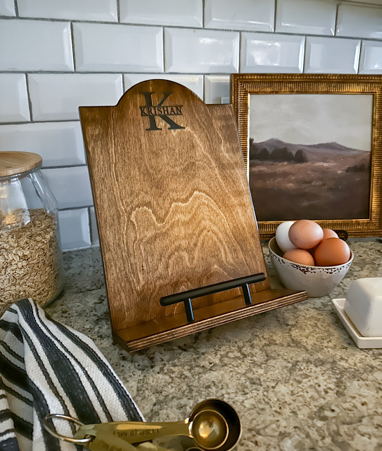 Personalized Initial and Name Cookbook Stand