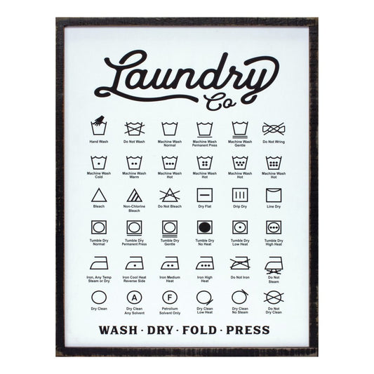 26" X 20" White And Black Laundry Wood Wall Decor