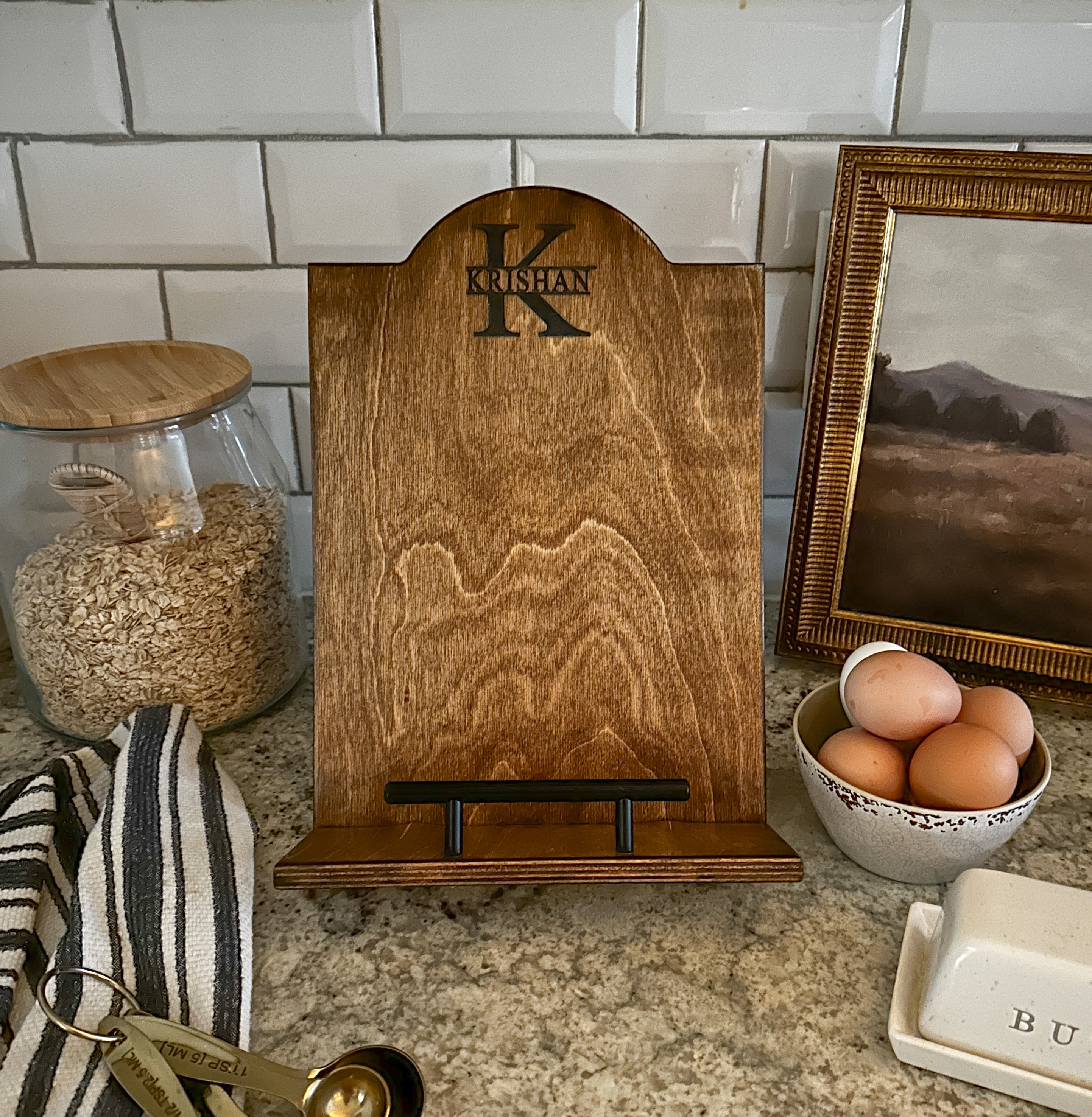 Name Initial Stand Personalized Initial and Name Cookbook Stand – Josephine Thomas Home