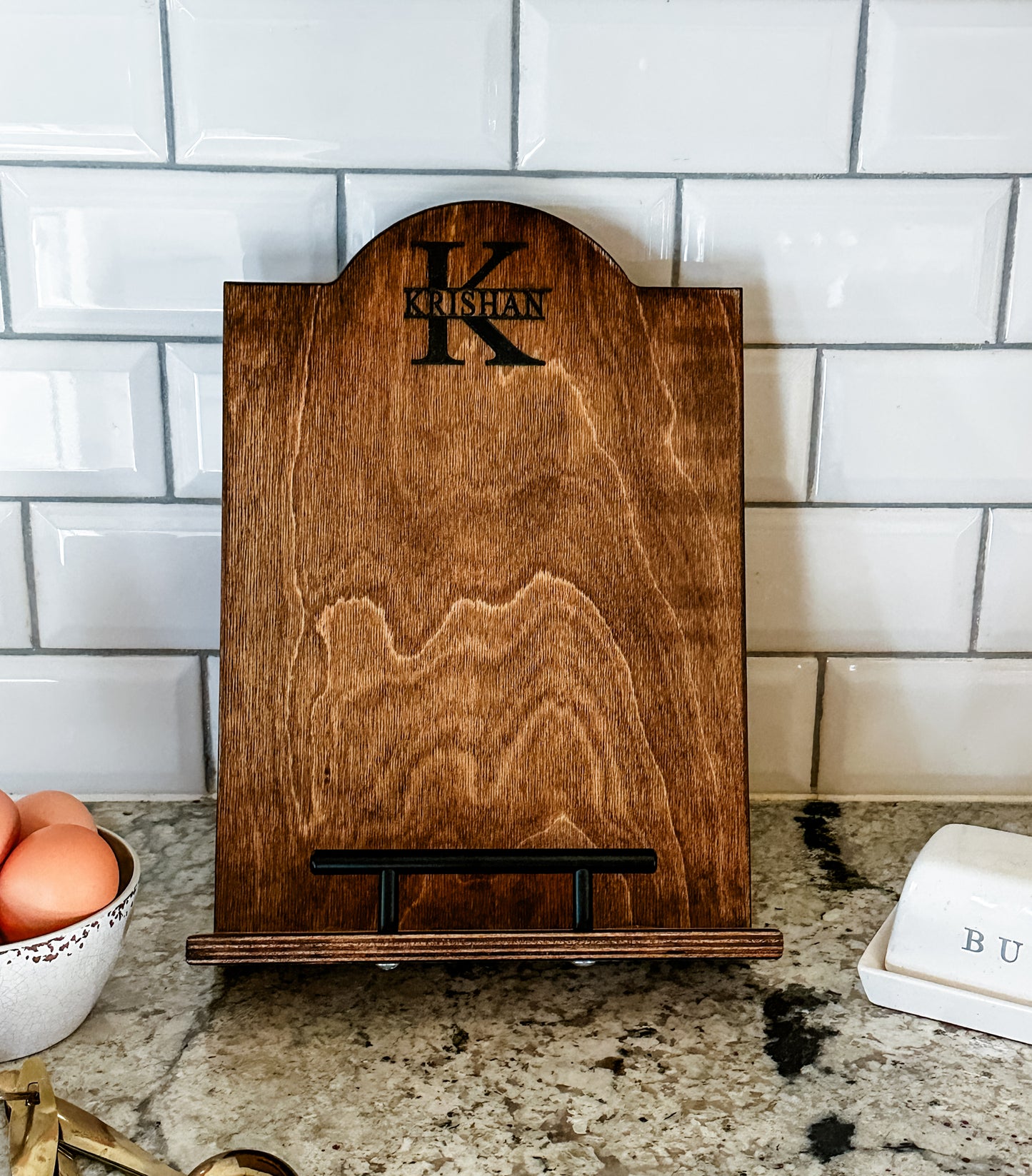 Personalized Initial and Name Cookbook Stand