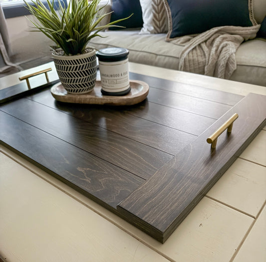 Slatted Ottoman Tray, Dark Brown