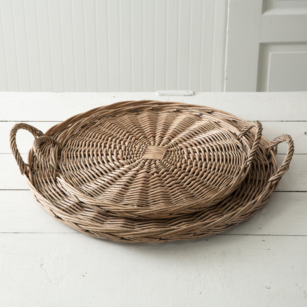 Wicker tray set of two