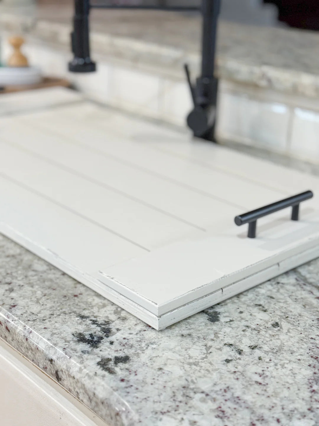 Decorative sink cover soft ivory distressed