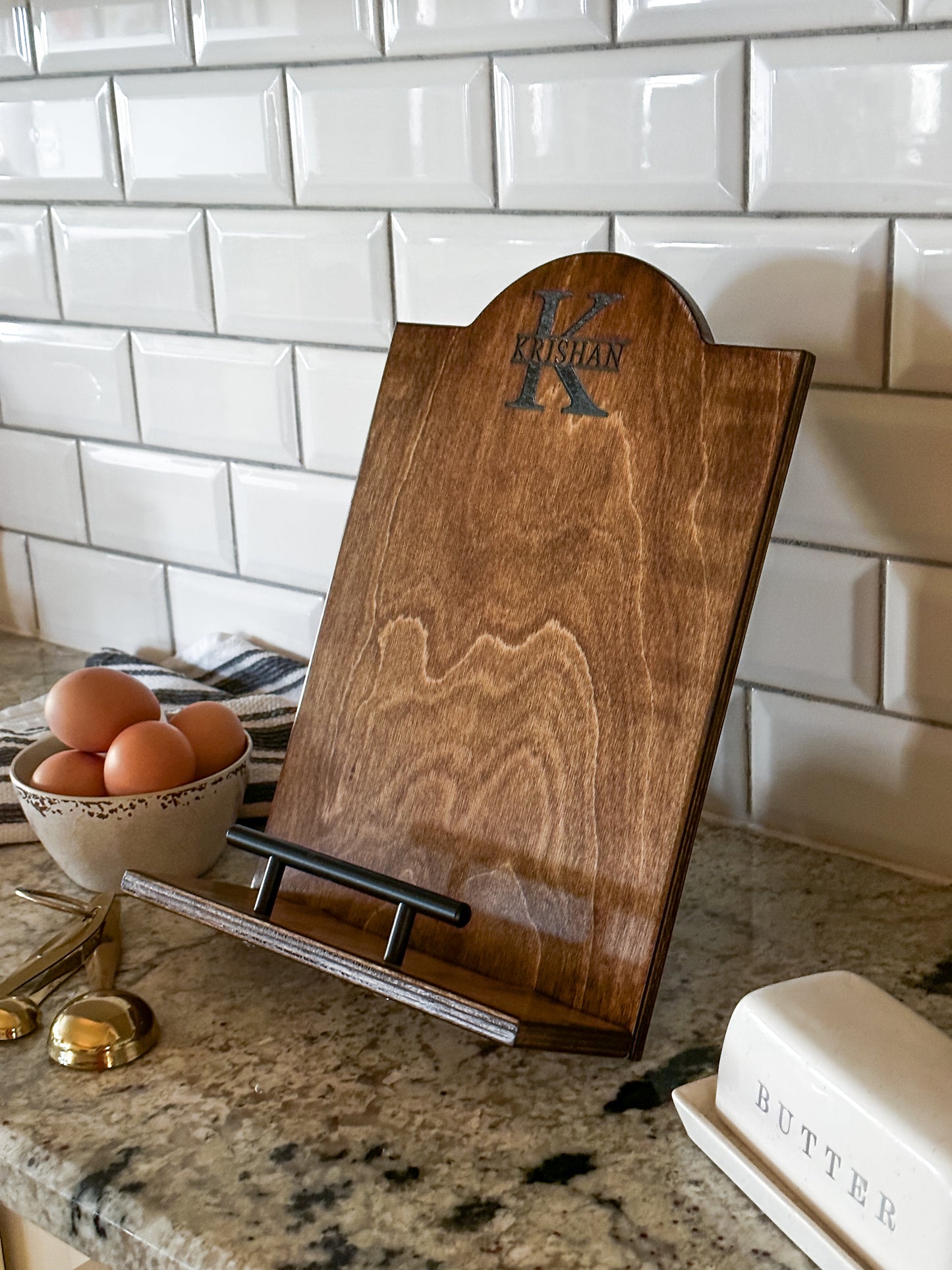 Personalized Initial and Name Cookbook Stand