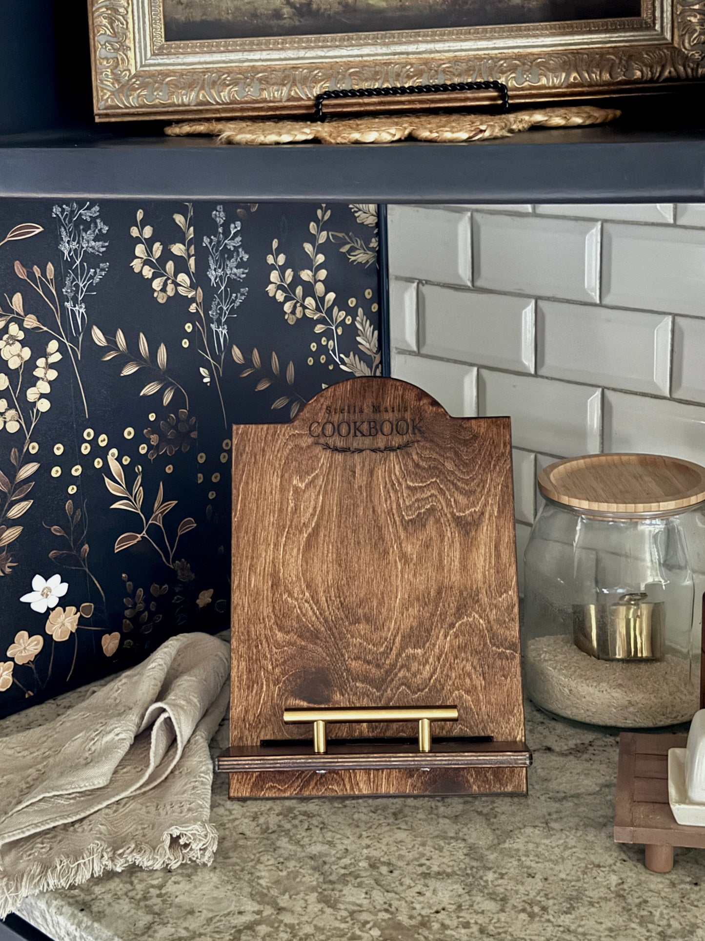 Personalized Initial and Name Cookbook Stand - Stella