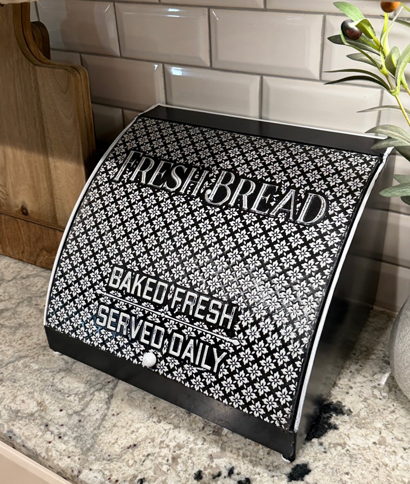 Bread Box - black and white metal