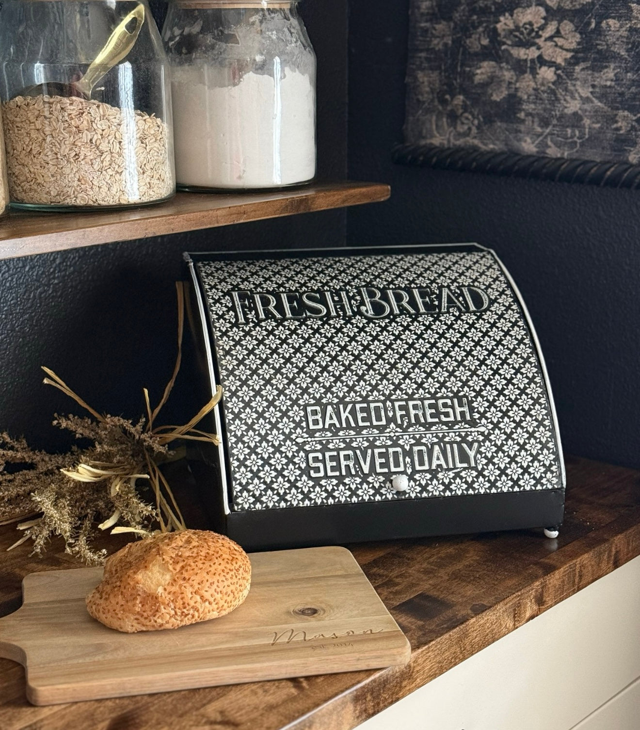 Bread Box - black and white metal