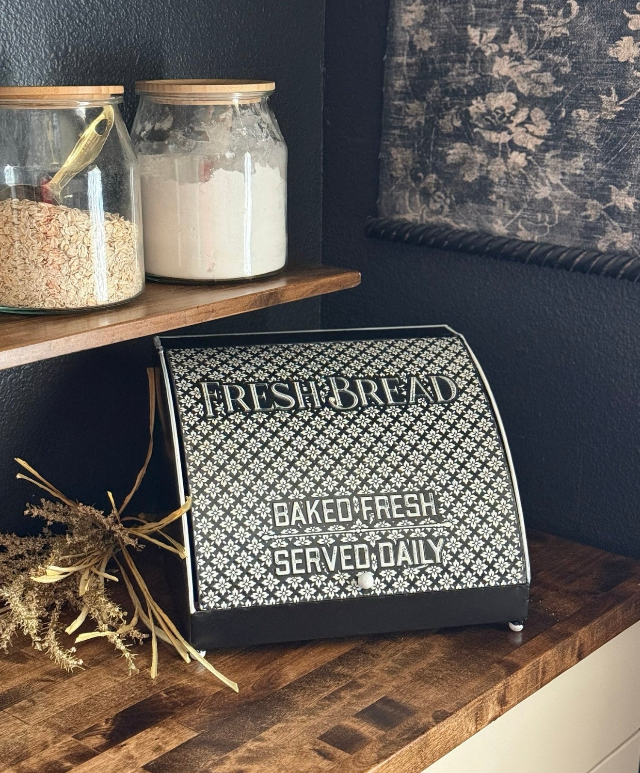 Bread Box - black and white metal