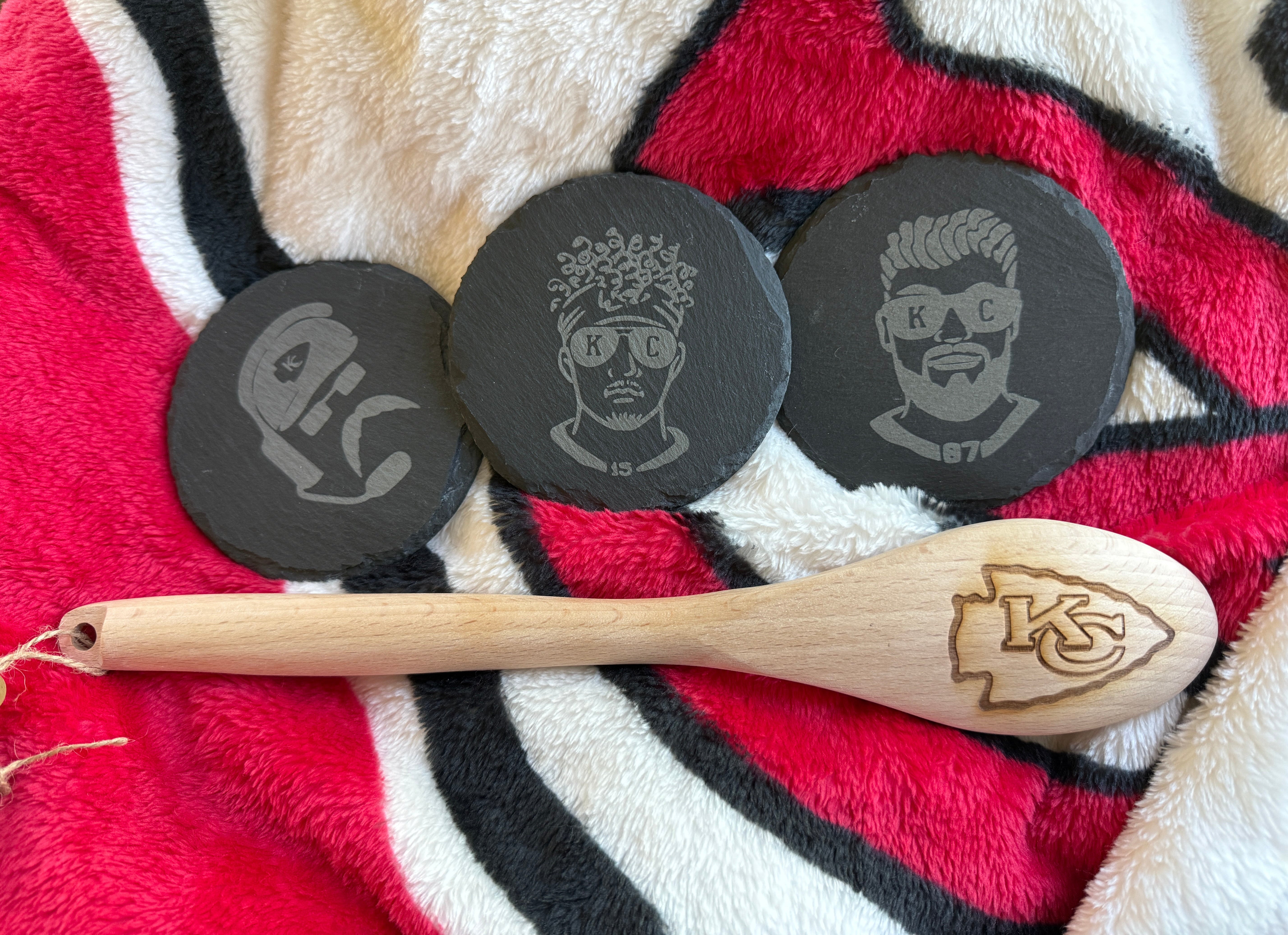 Kansas City football engraved Spoon + Coaster Gift- – Josephine Thomas Home