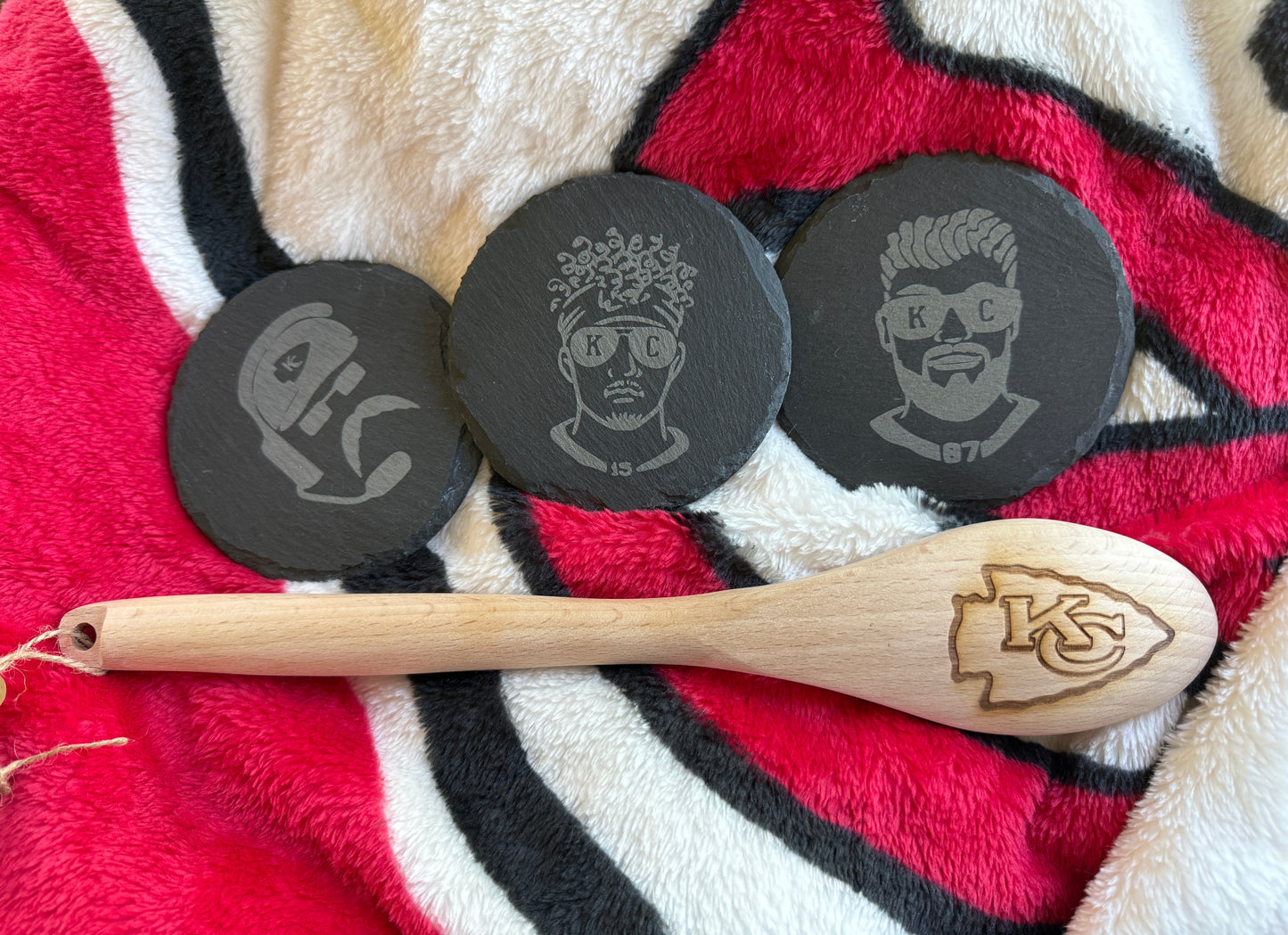 Kansas City football engraved Spoon + Coaster Gift-