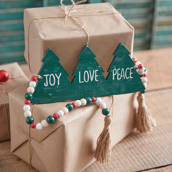 Love Peace Joy Christmas Bead Garland