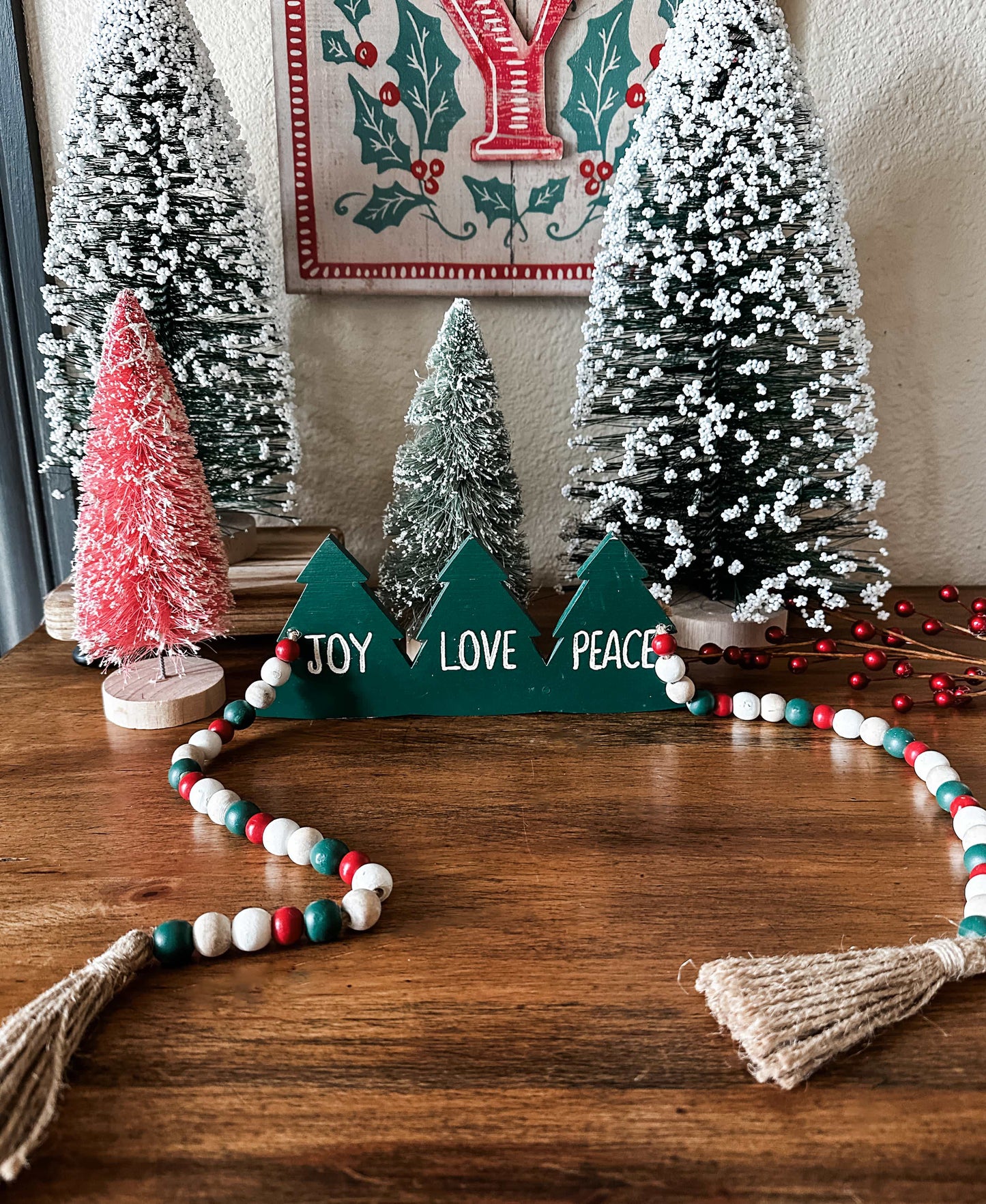 Love Peace Joy Christmas Bead Garland